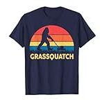 Lawn-Mowing Grassquatch Bigfoot Funny Mower Gardening Dad T-Shirt