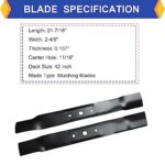 KOFINAM (2 Pack) Replacement Mulching Lawn Mower Blades for John Deere GX20433 GX20249 GY20567 M128485 – Fits L100 L105 L110, 42” Deck Mower