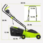 Electric Lawn Mower, Corded Dethatcher Grass Cutter Machine, 13-Inch 12 Amp, Small Lawn Mower for Small Spaces, Corded Electric Lawnmower with 3-Position Height Adjustment, for Yard and Garden Care