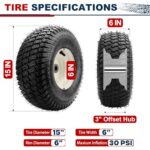2 Pieces 15×6.00-6 Front Lawn Mower Tires & Wheels – NHS Alloy Steel – for Husqvarna Craftsman, John Deere 100 & D100 Series Riding Mowers and Lawn Tractors – 3″ Centered Hub, 3/4″ Bushings