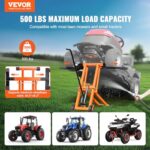 VEVOR Lawn Mower Lift with Hydraulic Jack, 500 Lbs Weight Capacity, Solid Carbon Steel Lawn Mower Lift, Adjustable Movable Lawn Lifter for Riding Tractors and Zero Turn Lawn Mowers, Orange