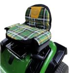 J.D.Riner Dry Goods Green and Yellow Plaid Lawn Mower seat Cover with Built in Drink Cooler | Universal Lawn Mower seat Cover | Lawn Tractor seat Cover | Replacement Lawn Mower seat Cover