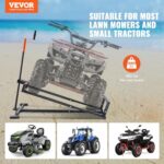 VEVOR Ride on Lawn Mower Lift Jack, 880 Lbs Weight Capacity, Telescopic Maintenance Jack with Crank Handle & Power Tool Handle, Foldable Lawn Tractor Lifter for Lawn Mowers and Garden Tractors, Black