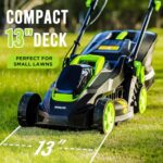 Steelite Lawn Mower 13″ Electric Lawn Mower for Small Yards, 2-in-1 Lightweight Cordless Lawn Mower Brushless with 5-Position Height Adjustment, 21V 4.0Ah Battery and Charger Includ, Green