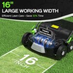 TIECTOWN 16-Inch 15.5 Amp 2-in-1 Electric Dethatcher and Scarifier with 14.5-Gallon Removable Thatch Collection Bag, Lawn Dethatcher with 5-Position Depth Adjustment, Quick-Fold, Keeps Lawn Healthy