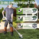 Cordless Weed Eater,Electric Weed Wacker 21V 4.0mAh Battery Powered,3-in-1 Stringless Lightweight Grass Trimmer/Brush Cutter/Edger Lawn with Metal Blades,Fast Charger