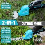 DURATECH Cordless Hedge Trimmer, 12V 2-in-1 Handheld Grass Trimmer & Hedge Shears Included 2.0Ah Li-Ion Battery, Charger & Storage Bag, Electric Grass Shear & Shrubbery Trimmer for Garden Yard Lawn